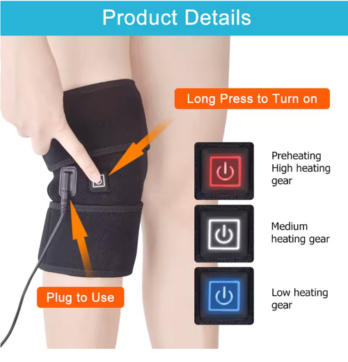 USB Heated Knee Brace — 3-Level Heat Therapy for Joint Pain & Arthritis Relief
